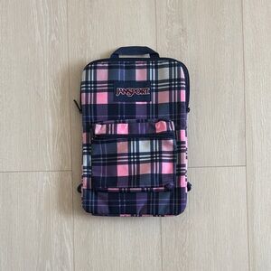 3/$10 Jansport Pink and Navy Plaid Laptop Sleeve Backpack